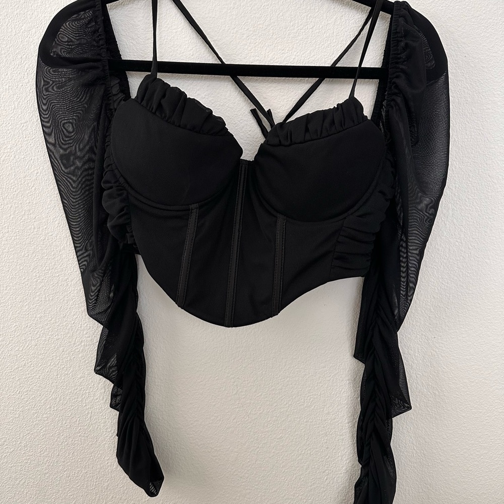 Long Sleeve Crop Top Bustier
